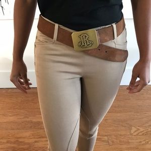 Ralph Lauren leather brown belt w gold buckle